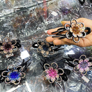Adbeni Stone Flower Hair Clutcher Panja, Random Color 1Pc (Item Code: 221)