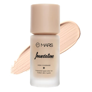 Mars High Coverage Liquid Matte Foundation | Blemish Free & Blendable Foundation for Makeup (40ml)