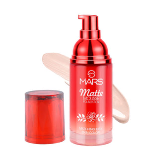Mars Hydrating Matte Mousse Foundation | Lightweight and Seamlessly Blendable Foundation for Face Makeup (60 ml)