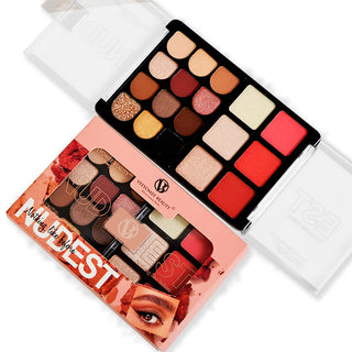Imported 12 Eyeshadows 3 Highlighter 3 Blusher Makeup Palette, Cosmetic Set for Eyes, Cheeks & Face Long-Lasting, Highly Pigmented Colors,Perfect For Highlighting & Blending, Ideal for All Skin Types (Item Code: 176)