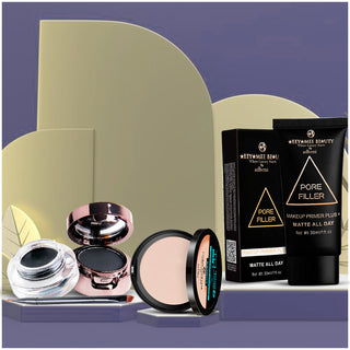Imported Glam Essentials Trio, Compact Powder, Face Primer & Gel Eyeliner Makeup Combo (Item Code: 188)