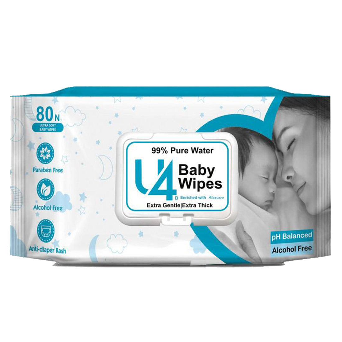 Adbeni Imported Soft Cleansing Baby Wipes with Lid 80 Wipes