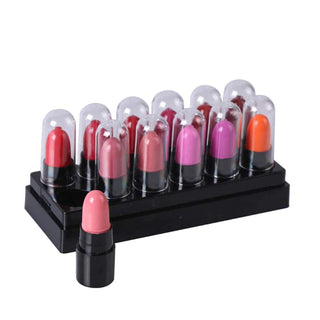 ADS Mini Capsule Lipstick Palette Set of 12 | Travel-Friendly Lip Colors in Assorted Shades | Moisturizing & Long-Lasting Lipstick Set | Perfect for Everyday Use, Parties & Gifting