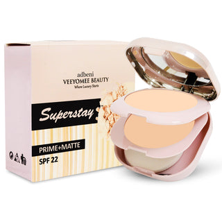 Adbeni Imported Superstay Prime + Matte SPF22 Compact Powder | Long Lasting Oil Control | Lightweight Matte Finish | SPF Protection | Face Compact for All Skin Types | Makeup Setting Powder
