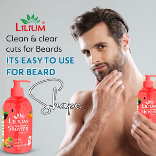 Lilium Non Foaming Shaving Gel 600ml for Men | Clear Cut, Smooth & Silky Skin | Transparent Shave Gel for Precision, Hydrating Formula