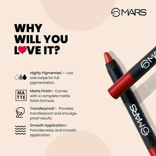 Mars Lip Love Affair Lipstick Set of 4 with Sharpener | Long-Lasting, High-Pigment, Matte Finish Lipsticks for All-Day Wear