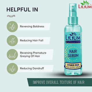 Lilium Hair Serum | Vitamin Rich High-Gloss Serum | Helps to Repair Dry, Frizzy & Damaged Hairs | Locks Moisture, Nourishes & Enhance Shine | Lightweight Formula