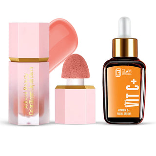 Adbeni Imported GlowVibe Beauty Combo | Blusher & Vitamin C Face Serum | Radiant Glow, Hydrating, Lightweight & Skin-Friendly Makeup Kit