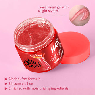 Lilium Hair Styling Gel 250ml | Non-Sticky, Strong Hold for All Hair Types | Stylish Glossy Finish Hair Volumizer | Long-Lasting, Flexible Styling Gel for Men