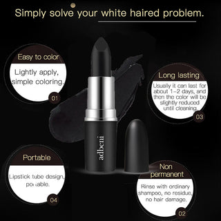 Adbeni Imported Hair Color Stick 3.5G | Natural Root Touch Up for Grey Hair Coverage | Black Hair Dye Stick Pencil for Women & Men | Hair Concealer for Thinning Hair & Bald Spots