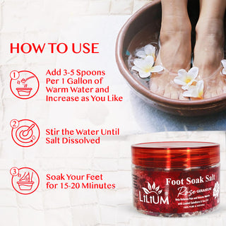 Lilium Geranium Foot Soak Salt | Pain Relief & Muscle Relaxation | Saindhava & Sea Salt for Tired Feet, Stress Relief & Detox