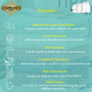 ADBENI HOME Baby Dry Sheet | Soft Cotton Towel Fabric | Waterproof Toddler Mattress Protector | 4-Layer Protection with Dual-Sided Use | Skin-Friendly for Newborns & Infants