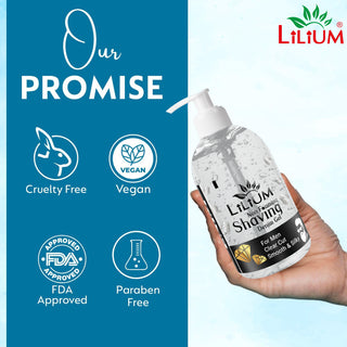 Lilium Non Foaming Shaving Gel 600ml for Men | Clear Cut, Smooth & Silky Skin | Transparent Shave Gel for Precision, Hydrating Formula