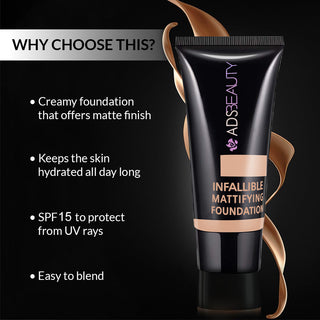 ADS Infallible Mattifying Foundation SPF-15 | Ultimate Long-Lasting Coverage for a Flawless Matte Finish (Item Code: 417)