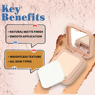Adbeni Imported All Day Matte Compact Powder 20G | Oil Control, Long-Lasting, Lightweight & Buildable Coverage | Shine-Free Finish for All Skin Types