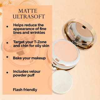 Adbeni Ultra Soft Matte Compact Powder 20G | Long-Lasting Oil Control | Lightweight, Smooth Finish | Buildable Coverage for All Skin Types