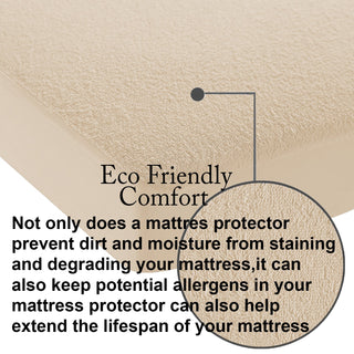 ADBENI HOME Terry Cortridge Cotton Mattress Protector, Waterproof, Elastic Fitted Cotton Feel Ultra Soft Breathable Mattress Cover