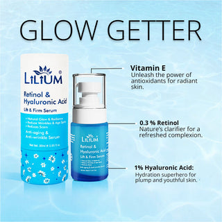 Lilium Face Serum 30ml, Retinol 0.3% & Hyaluronic Acid 1%