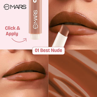 MARS Click Stix Gloss Lip Balm (2.0 gm) | High Pigmented | Ultra-Glossy Finish | Non-Sticky | Hydration | Enriched with Cocoa Butter