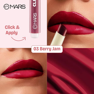 MARS Click Stix Gloss Lip Balm (2.0 gm) | High Pigmented | Ultra-Glossy Finish | Non-Sticky | Hydration | Enriched with Cocoa Butter