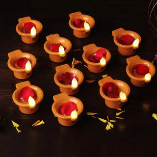 Adbeni Imported Electrical Water Sensor LED Diya Candle | Battery Operated Ambient Lighting for Diwali & Mandir Decoration (Item Code: 493)