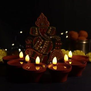 Adbeni Imported Electrical Water Sensor LED Diya Candle | Battery Operated Ambient Lighting for Diwali & Mandir Decoration (Item Code: 493)