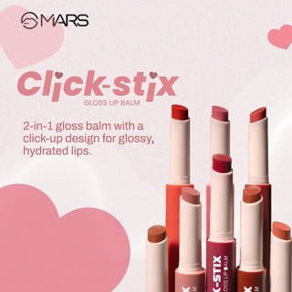 MARS Click Stix Gloss Lip Balm (2.0 gm) | High Pigmented | Ultra-Glossy Finish | Non-Sticky | Hydration | Enriched with Cocoa Butter