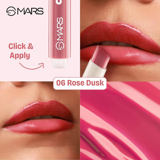 MARS Click Stix Gloss Lip Balm (2.0 gm) | High Pigmented | Ultra-Glossy Finish | Non-Sticky | Hydration | Enriched with Cocoa Butter