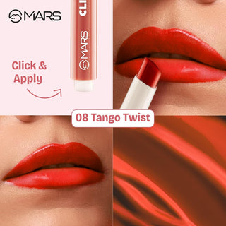 MARS Click Stix Gloss Lip Balm (2.0 gm) | High Pigmented | Ultra-Glossy Finish | Non-Sticky | Hydration | Enriched with Cocoa Butter