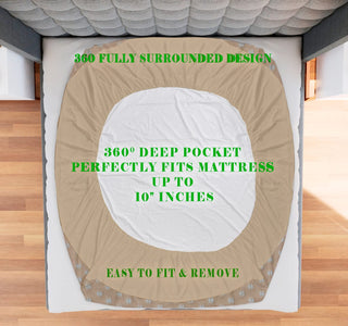 ADBENI HOME Jacquard Cotton Mattress Protector, Waterproof, Elastic Fitted Cotton Feel Ultra Soft Breathable Mattress Cover