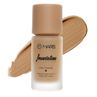 Mars High Coverage Liquid Matte Foundation | Blemish Free & Blendable Foundation for Makeup (40ml)