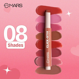 MARS Click Stix Gloss Lip Balm (2.0 gm) | High Pigmented | Ultra-Glossy Finish | Non-Sticky | Hydration | Enriched with Cocoa Butter