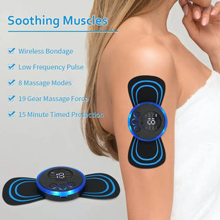 Imported Mini Massage Stick, 8 Mode & 19 Strength Level Rechargeable Pain Relief EMS Massage Machine For Shoulder, Arms, Legs, Back Pain, Skin Friendly Material, For Men & Women