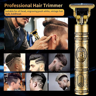 Imported Professional Hair Clipper, Adjustable Blade Clipper, Hair Trimmer with LED display and Shaver For Men, Hair Cutting Kit with 4 Guide Combs (Golden Budha)