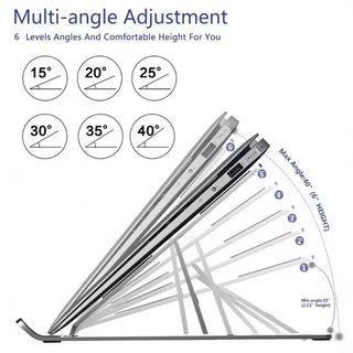 Imported Aluminum Tabletop Laptop Notebook Phone Stand With Adjustable Height, Foldable 9"-15.6" inch (Item Code-210)