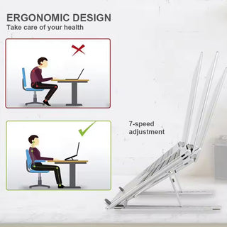 Imported Aluminum Tabletop Laptop Notebook Phone Stand With Adjustable Height, Foldable 9"-15.6" inch (Item Code-210)