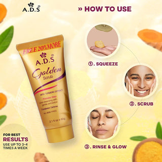 ADS Apricot & Golden Face Scrub With Turmeric & Soothing Cocoa Butter 110gm, For Remove Excess Oil & Dead Skin Cells, Pack of 2 (Item Code-410)