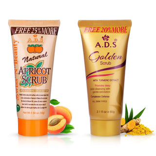 ADS Apricot & Golden Face Scrub With Turmeric & Soothing Cocoa Butter 110gm, For Remove Excess Oil & Dead Skin Cells, Pack of 2 (Item Code-410)