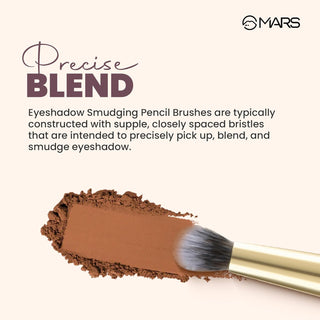 Mars Artist's Arsenal Professional Eyeshadow Smudging Pencil Brush | Precise Synthetic Bristles | Feather Soft Touch | Luxe Packaging Makeup Brush (Golden)