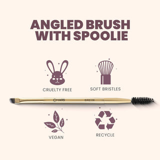 Mars Artist's Arsenal Professional Angled Brush With Spoolie | Feather Soft Touch | Multi-Purpose Brush For Eyes | Precise Synthetic Bristles | Luxe Packaging Makeup Brush (Golden)