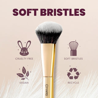 Mars Artist's Arsenal Professional Bronzer Makeup Brush for Face & Cheeks | Feather Soft Touch & High Density | Precise Synthetic Bristle | Luxe Packaging makeup brush (Golden)