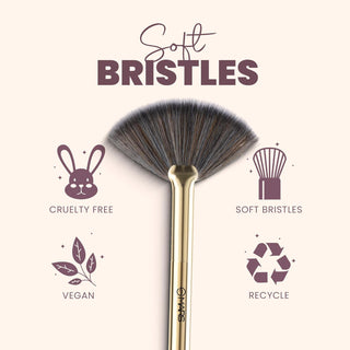 Mars Artist's Arsenal Professional Fan Brush For Face Highlighting | Precise Synthetic Brushes | Feather Soft Touch | Perfect For Highlighting | Luxe Packaging Makeup Brush (Golden)