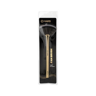 Mars Artist's Arsenal Professional Fan Brush For Face Highlighting | Precise Synthetic Brushes | Feather Soft Touch | Perfect For Highlighting | Luxe Packaging Makeup Brush (Golden)