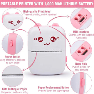 Imported USB Portable Wireless 200dpi Mini Printer | Kids Study Error Printing Pocket Photo Printer | Portable Cash Register Mini Printer for Study & Office Use (Item Code: 476)