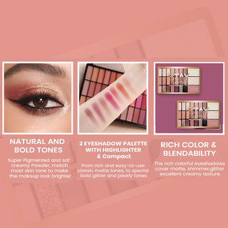 Adbeni Imported Stay Simple Eyeshadow, Blusher & Highlighter Palette | All-in-One Makeup Kit | Long-Lasting, Blendable Shades | Perfect for Everyday & Party Looks