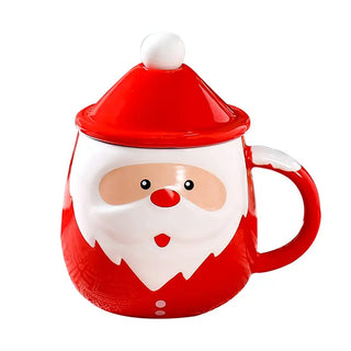 Adbeni Imported Christmas Coffee Mug with Santa Claus Pattern | Bubble Ceramic Shape | Spoon Lid Cappuccino Cup | Tea Mug | Milk Drinking Vassal | Perfect for Gifting