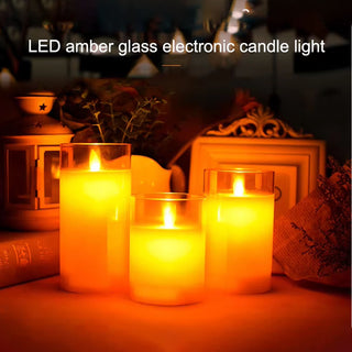 Imported Battery Operated Decoration Candle Decor Light Cup Flameless 3d Real Led Flickering Amber Glass Led Candles Eco-friendly (Item Code: 442)