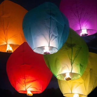 Adbeni Sky Lanterns | Wishing Hot Air Balloons for Christmas, Birthdays, and All Festivals Random Color (Item Code: 432)