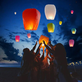 Adbeni Sky Lanterns | Wishing Hot Air Balloons for Christmas, Birthdays, and All Festivals Random Color (Item Code: 432)