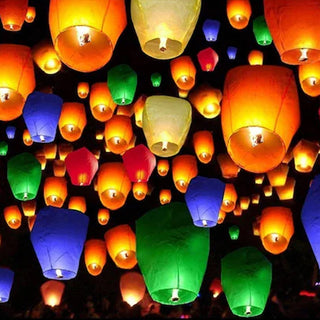 Adbeni Sky Lanterns | Wishing Hot Air Balloons for Christmas, Birthdays, and All Festivals Random Color (Item Code: 432)